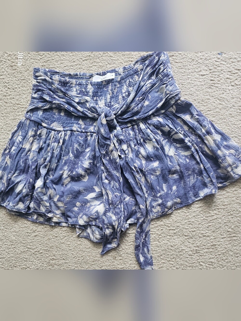 TALULAH Floral Tie-Waist Women’s Shorts - Blue SIZE MEDIUM